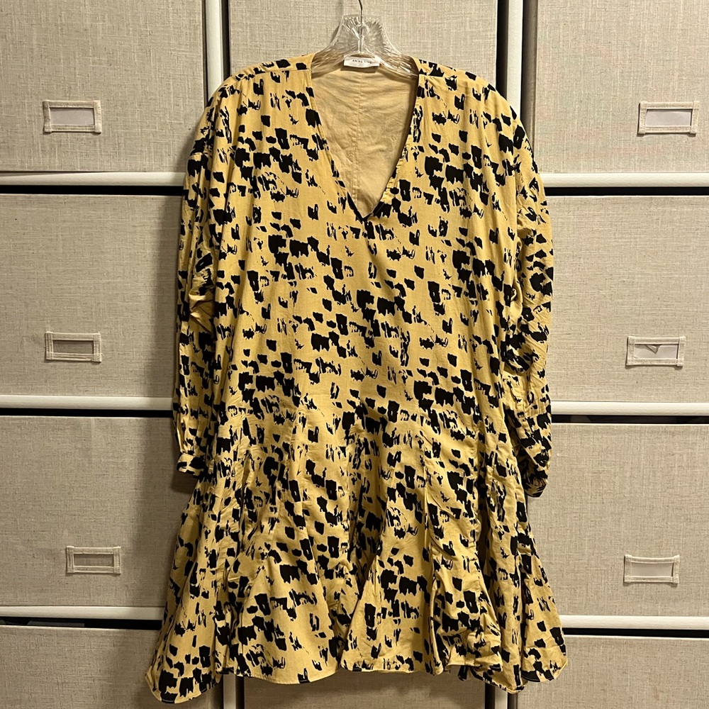 Anine Bing Yellow Abstract Print Mini Dress | XS